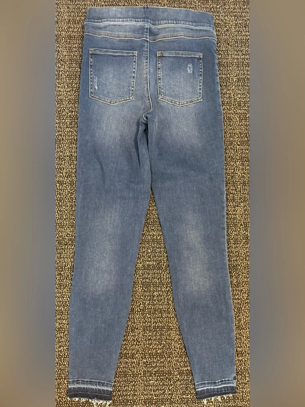 SPANX Light Blue Skinny Jeans with Subtle Distress